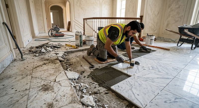 Marble Floor Replacement in Overland Park, KS